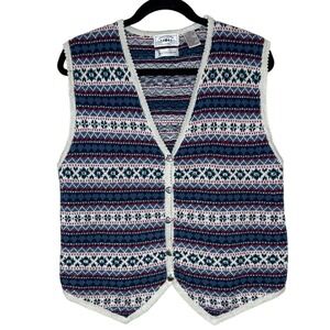 Countryside‎ Classics Sweater Vest Hand Embroidered Fair Isle Heart Buttons M/M